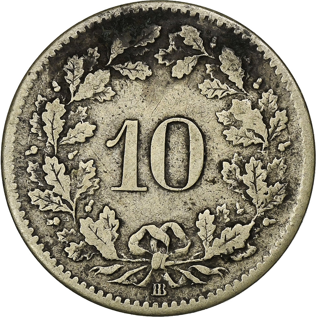 Switzerland, 10 Rappen, 1850, Strasbourg, Billon, VF(30-35), KM:6
