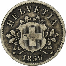 Switzerland, 10 Rappen, 1850, Strasbourg, Billon, VF(20-25), KM:6