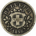 Switzerland, 10 Rappen, 1850, Strasbourg, Billon, VF(20-25), KM:6