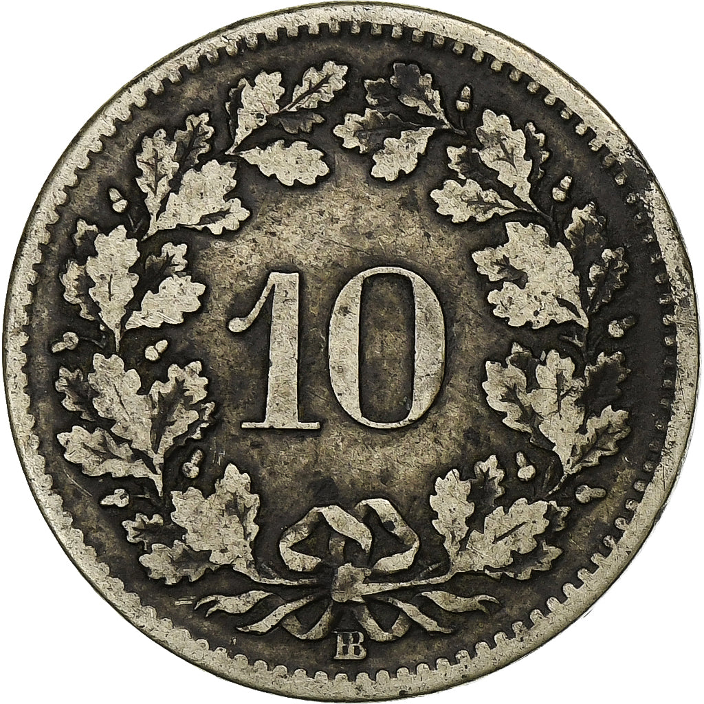 Switzerland, 10 Rappen, 1850, Strasbourg, Billon, VF(20-25), KM:6