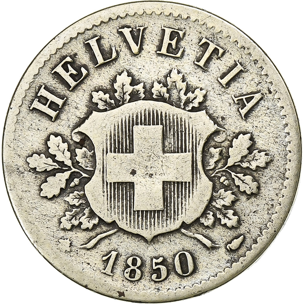 Svizzera, 10 Rappen, 1850, Strasbourg, Biglione, MB, KM:6