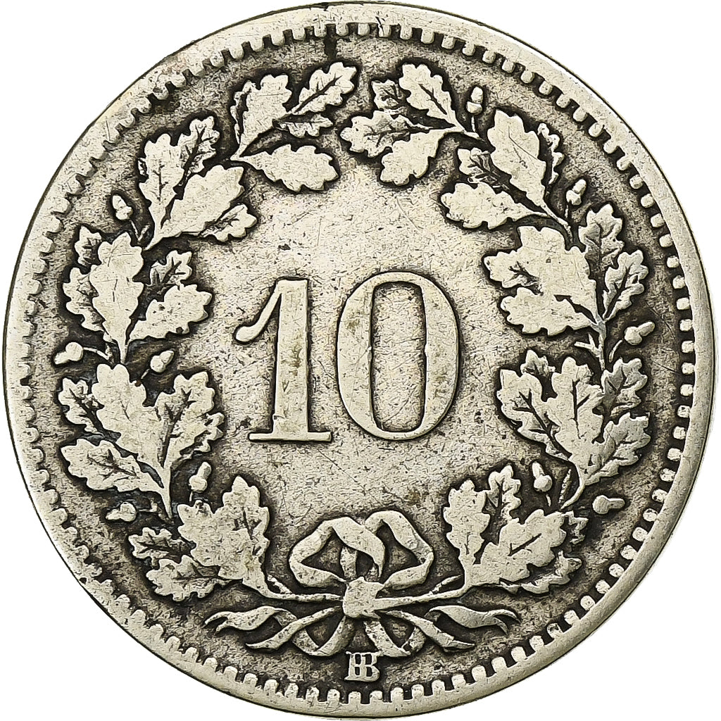 Svizzera, 10 Rappen, 1850, Strasbourg, Biglione, MB, KM:6