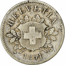 Switzerland, 10 Rappen, 1851, Strasbourg, Billon, EF(40-45), KM:6