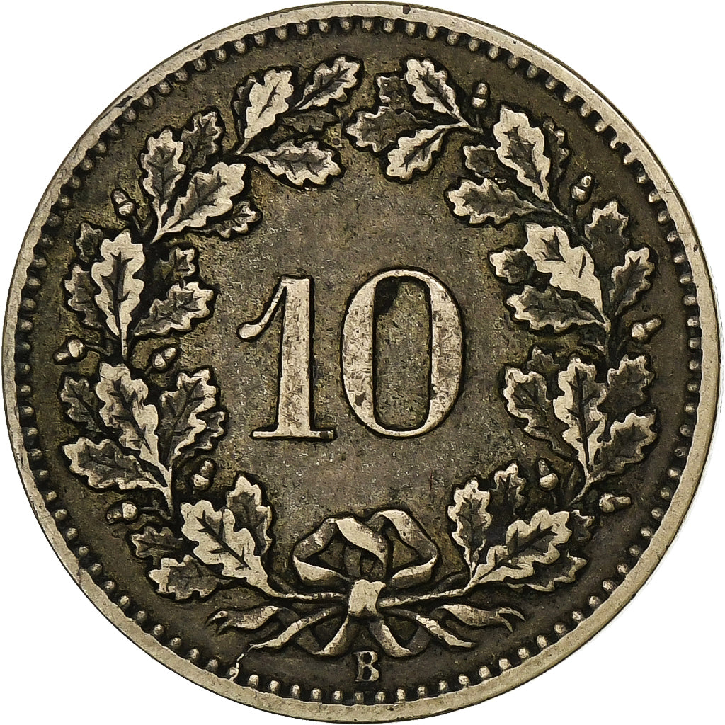 Switzerland, 10 Rappen, 1871, Bern, Billon, EF(40-45), KM:6