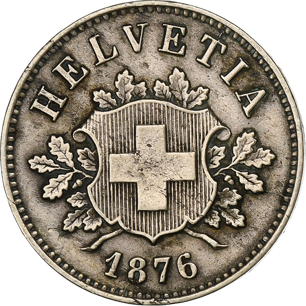 Suiza, 10 Rappen, 1876, Bern, Vellón, EBC, KM:6