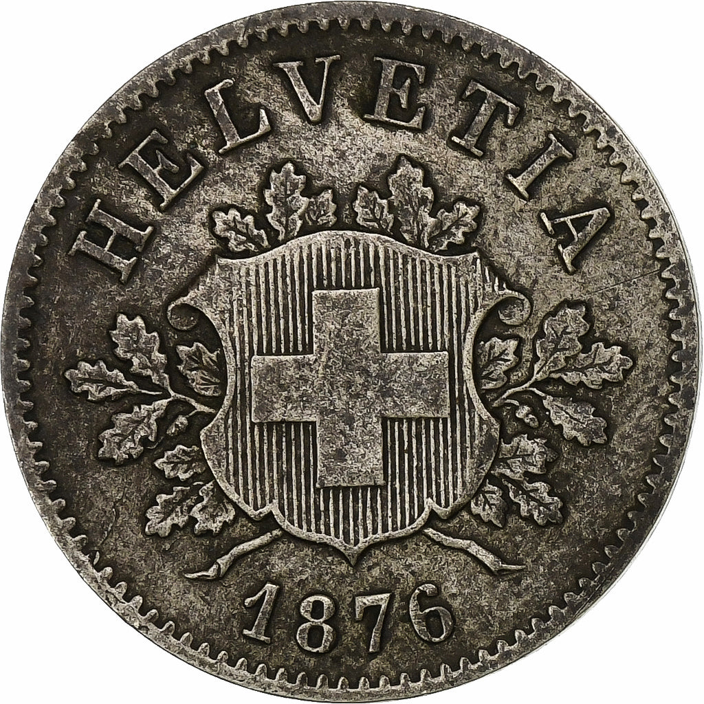 Switzerland, 10 Rappen, 1876, Bern, Billon, EF(40-45), KM:6
