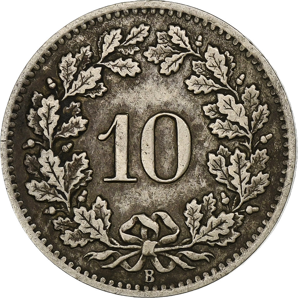 Switzerland, 10 Rappen, 1876, Bern, Billon, EF(40-45), KM:6