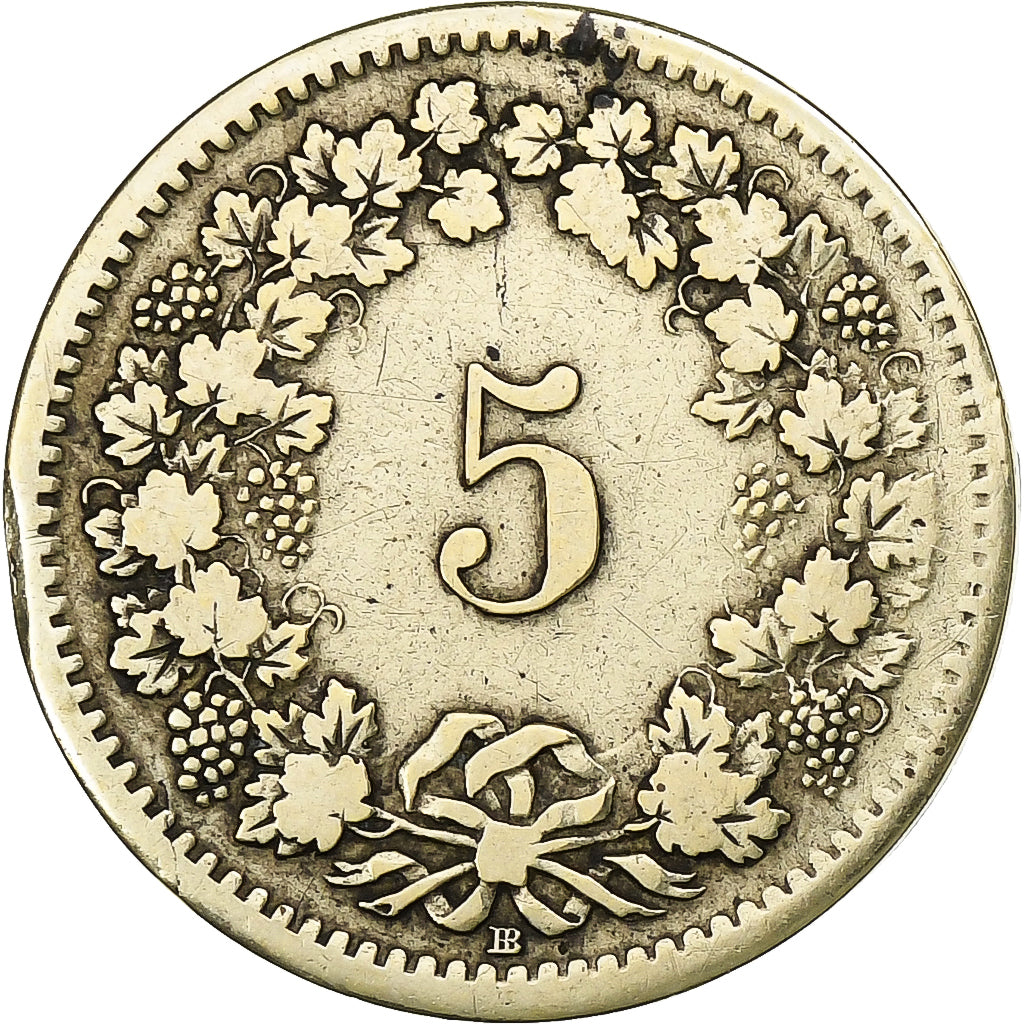 Switzerland, 5 Rappen, 1850, Strasbourg, Billon, EF(40-45), KM:5