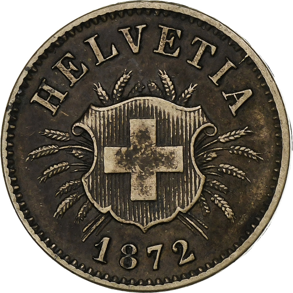 Svizzera, 5 Rappen, 1872, Bern, Biglione, BB, KM:5