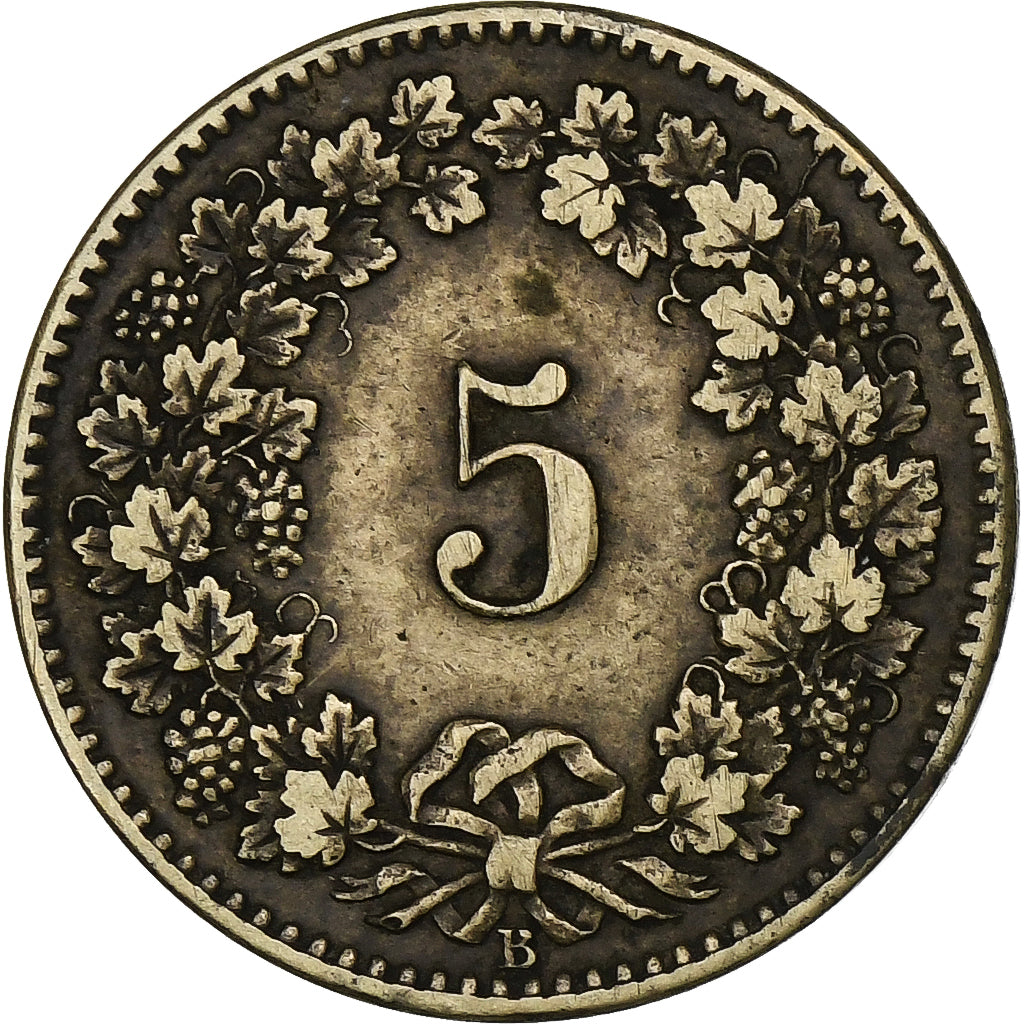 Switzerland, 5 Rappen, 1873, Bern, Billon, VF(30-35), KM:5