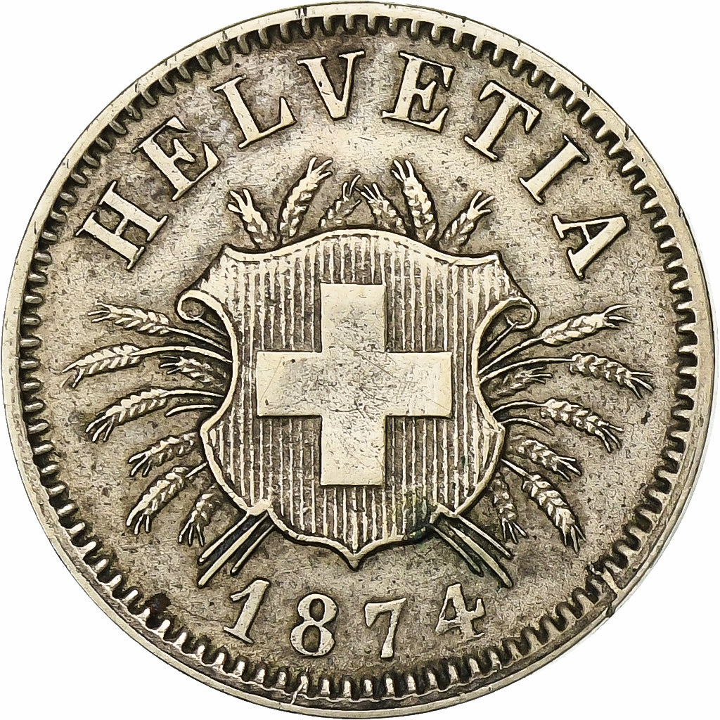 Suiza, 5 Rappen, 1874, Bern, Vellón, MBC+, KM:5