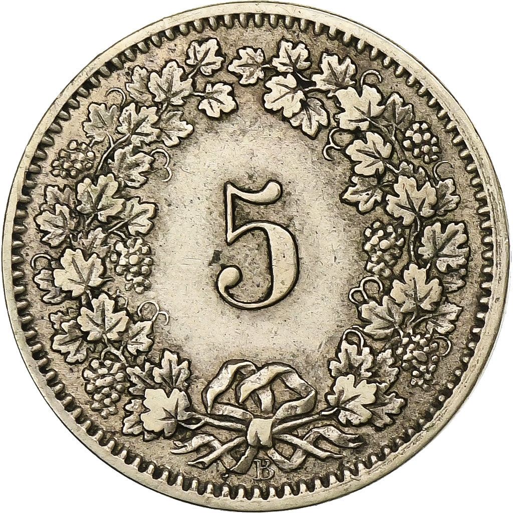 Suiza, 5 Rappen, 1874, Bern, Vellón, MBC+, KM:5