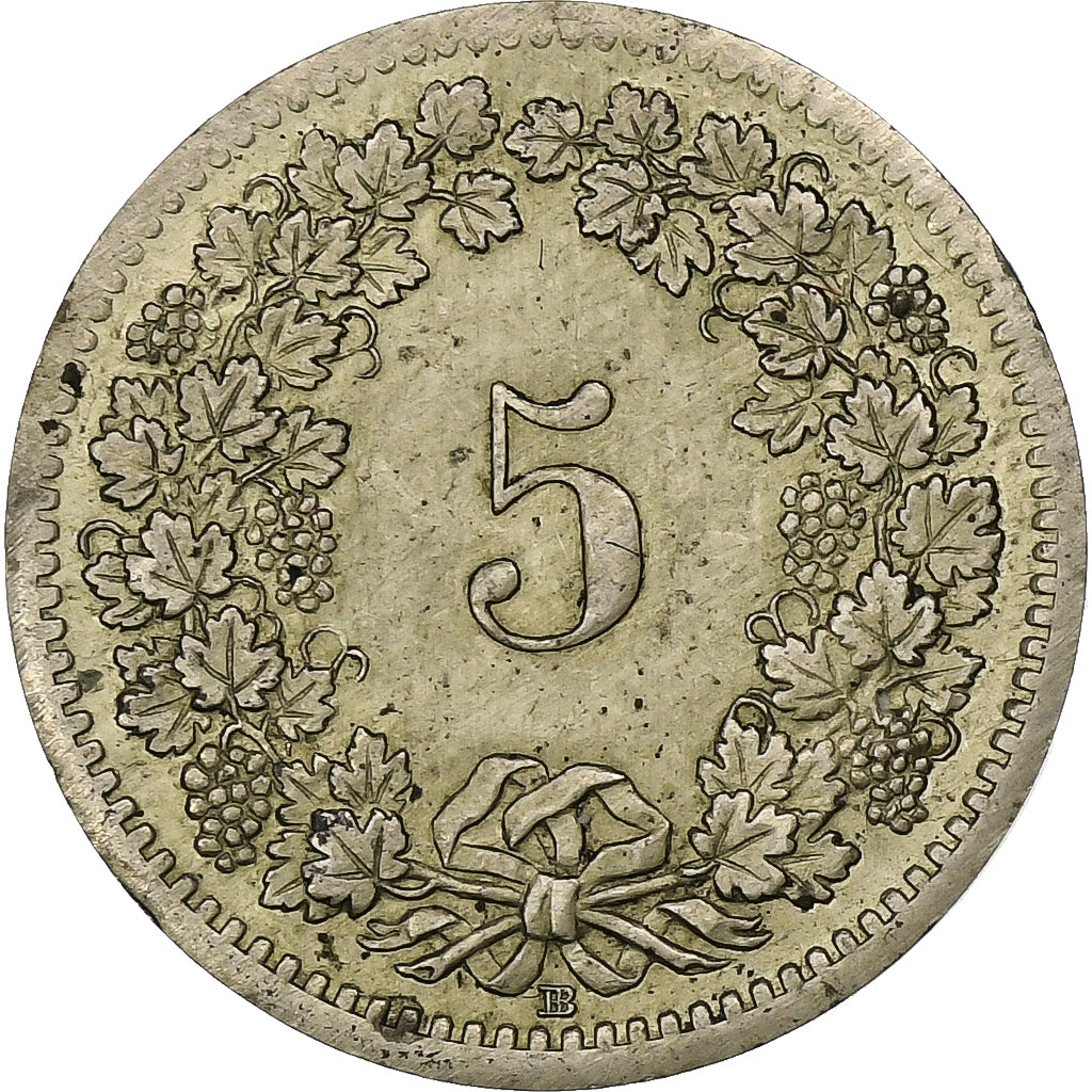 Switzerland, 5 Rappen, 1850, Strasbourg, Billon, AU(50-53), KM:5