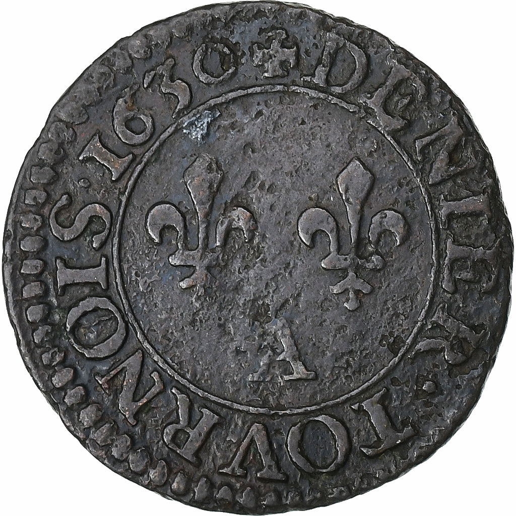 Frankreich, Louis XIII, Denier tournois, buste juvénile au col rabattu