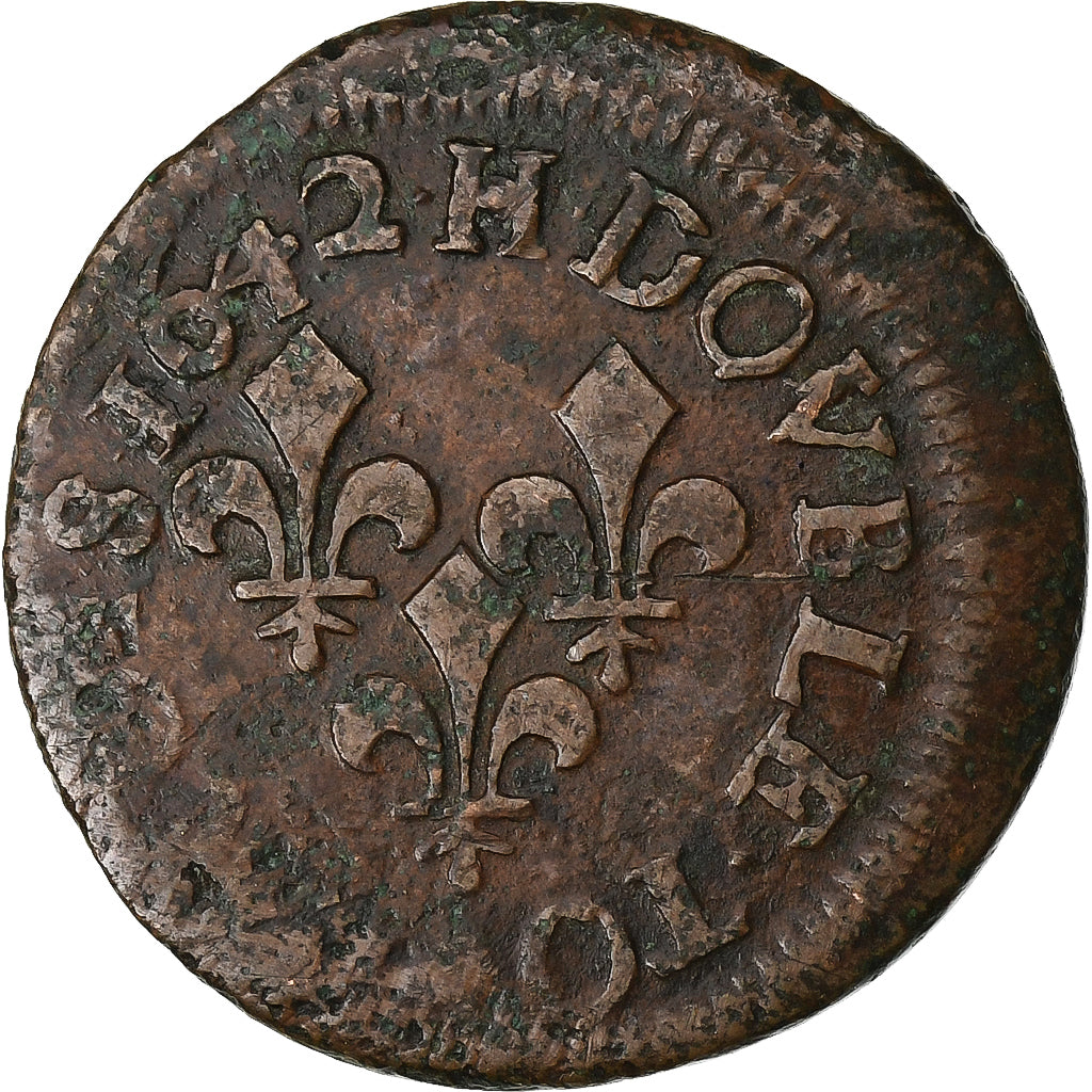 França, Louis XIII, Double tournois de Warin, 1642, La Rochelle, Cobre