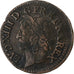 France, Louis XIII, Double tournois de Warin, 1643, Corbeil, Cuivre, TB