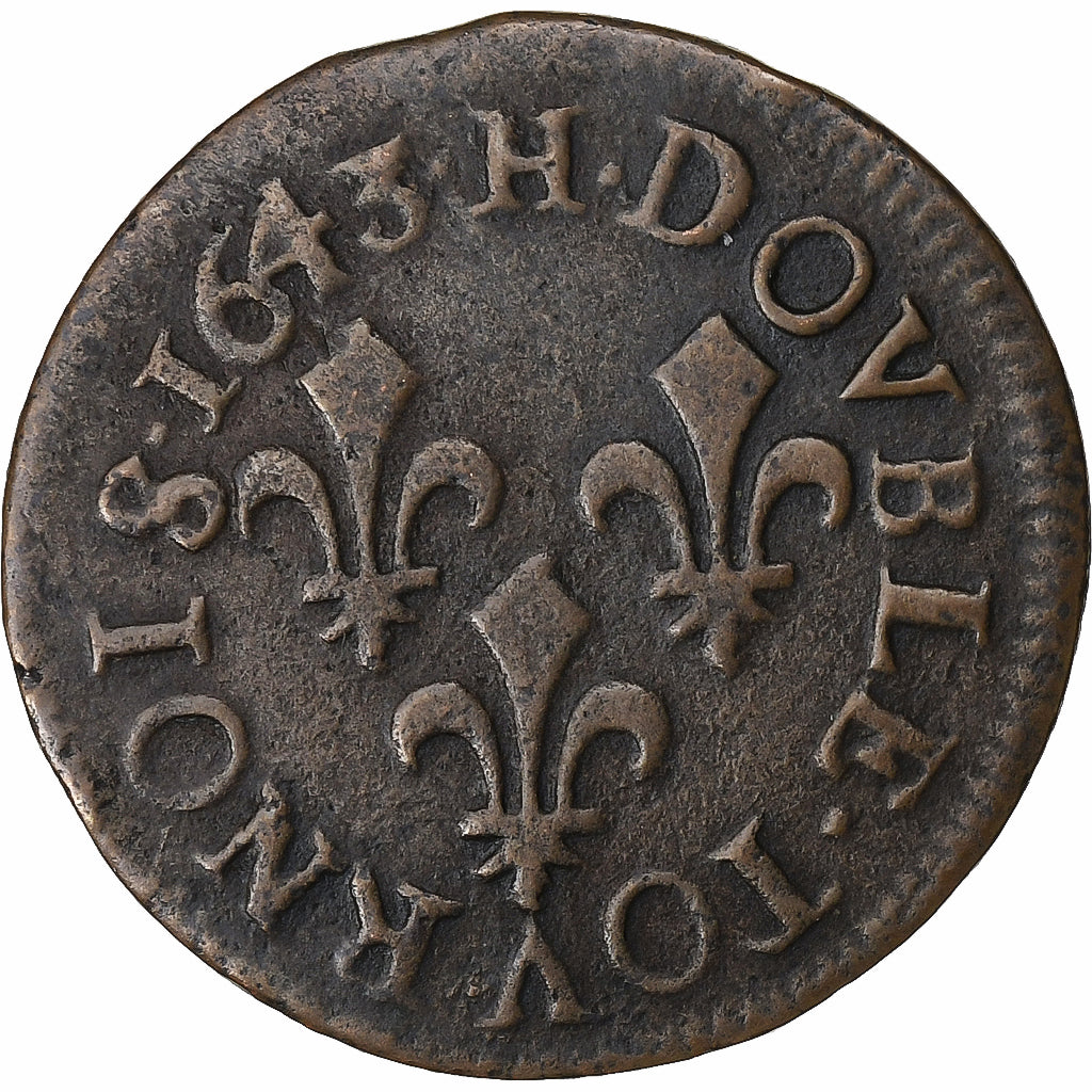 Frankrijk, Louis XIII, Double tournois de Warin, 1643, La Rochelle, Koper, FR