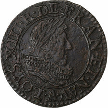 Frankrijk, Louis XIII, Double Tournois, 1628, Paris, Koper, FR, Gadoury:9a