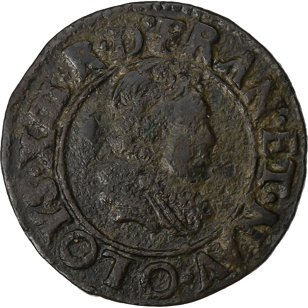 Frankreich, Louis XIII, Double Tournois, 1625, Riom, Kupfer, S, Gadoury:9