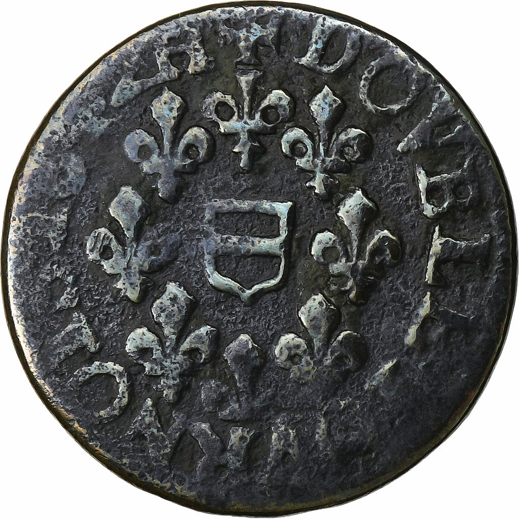 France, Maximilien III de Béthune, Double Tournois, 1642, Henrichemont, Copper