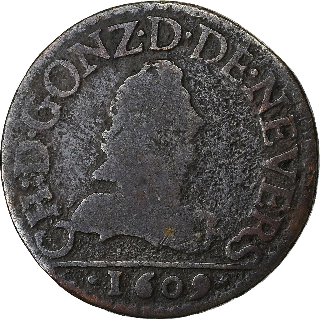 Frankreich, Charles de Gonzague, Double Tournois, 1609, Charleville, Kupfer, S
