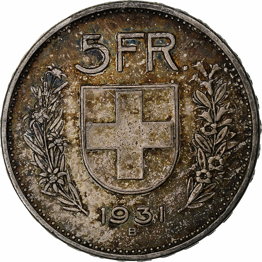 Suíça, 5 Francs, Herdsman, 1931, Bern, Prata, VF(20-25), KM:40