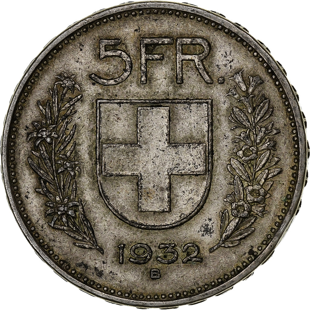 Suiza, 5 Francs, Herdsman, 1932, Bern, Plata, MBC, KM:40