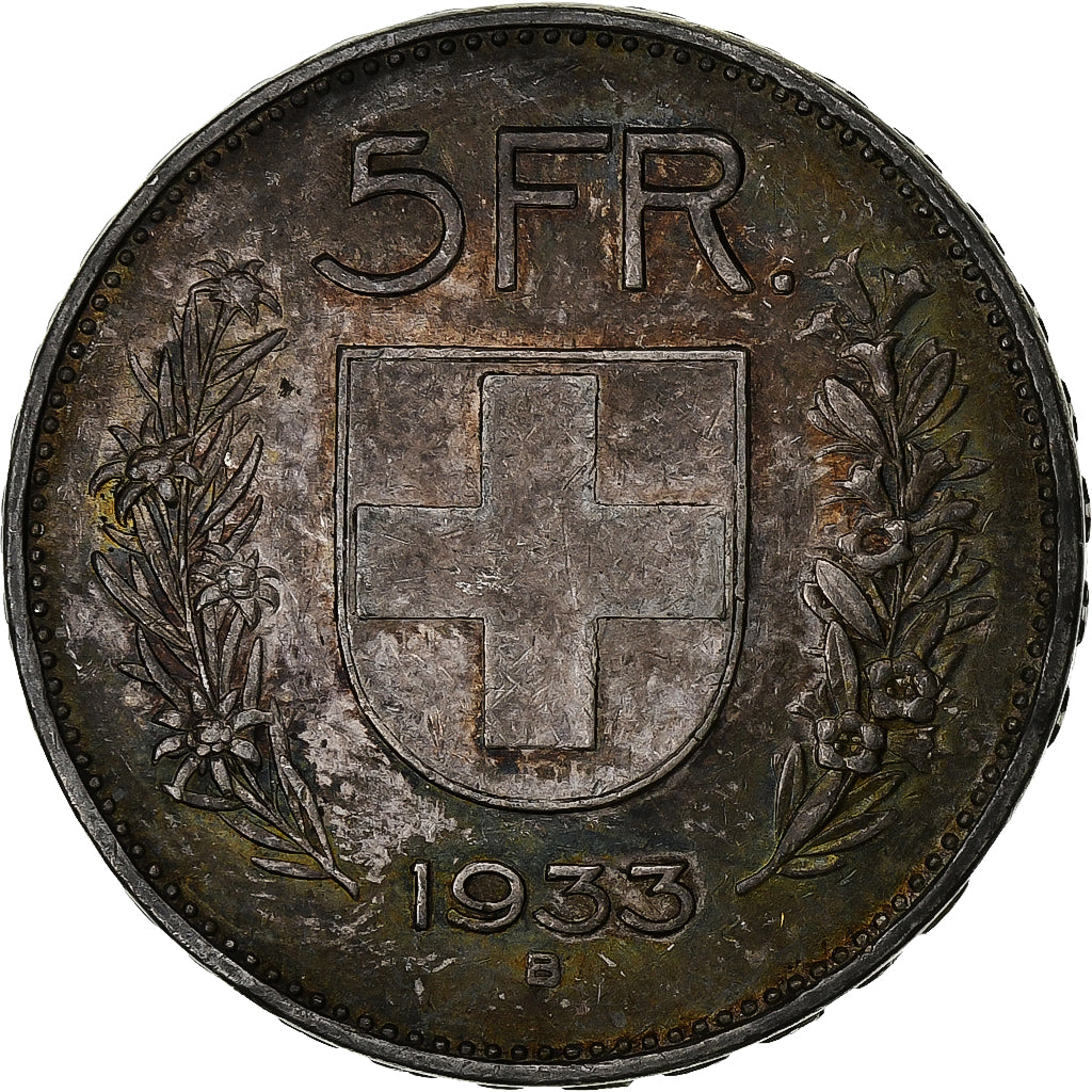 Switzerland, 5 Francs, Herdsman, 1933, Bern, Silver, VF(20-25), KM:40