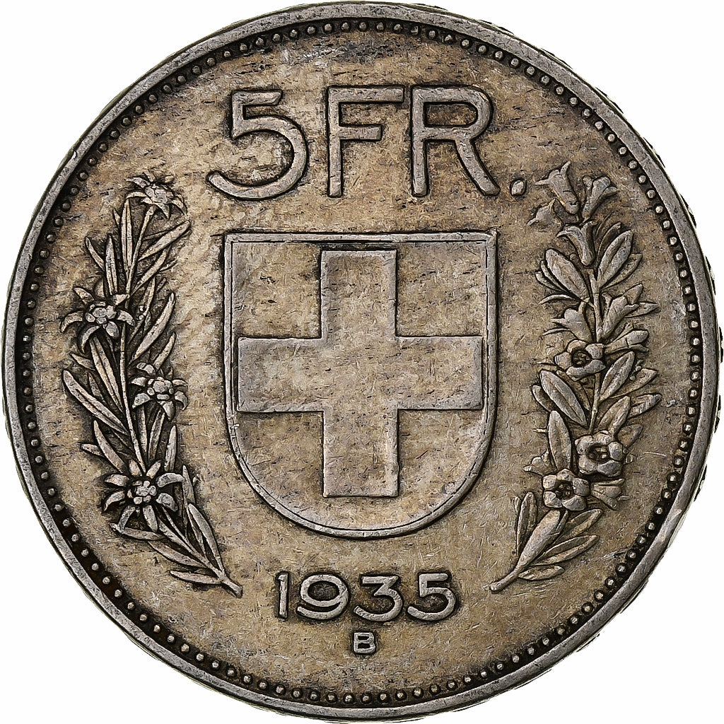 Switzerland, 5 Francs, Herdsman, 1935, Bern, Silver, EF(40-45), KM:40