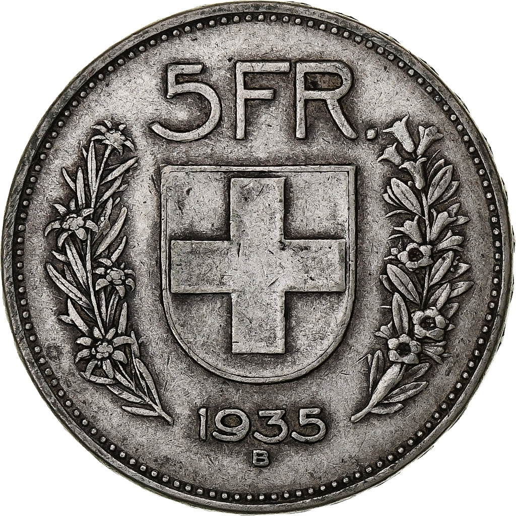 Switzerland, 5 Francs, Herdsman, 1935, Bern, Silver, VF(20-25), KM:40