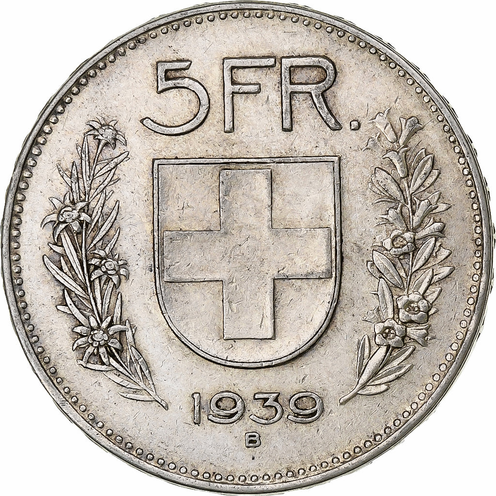 Switzerland, 5 Francs, Herdsman, 1939, Bern, Silver, EF(40-45), KM:40