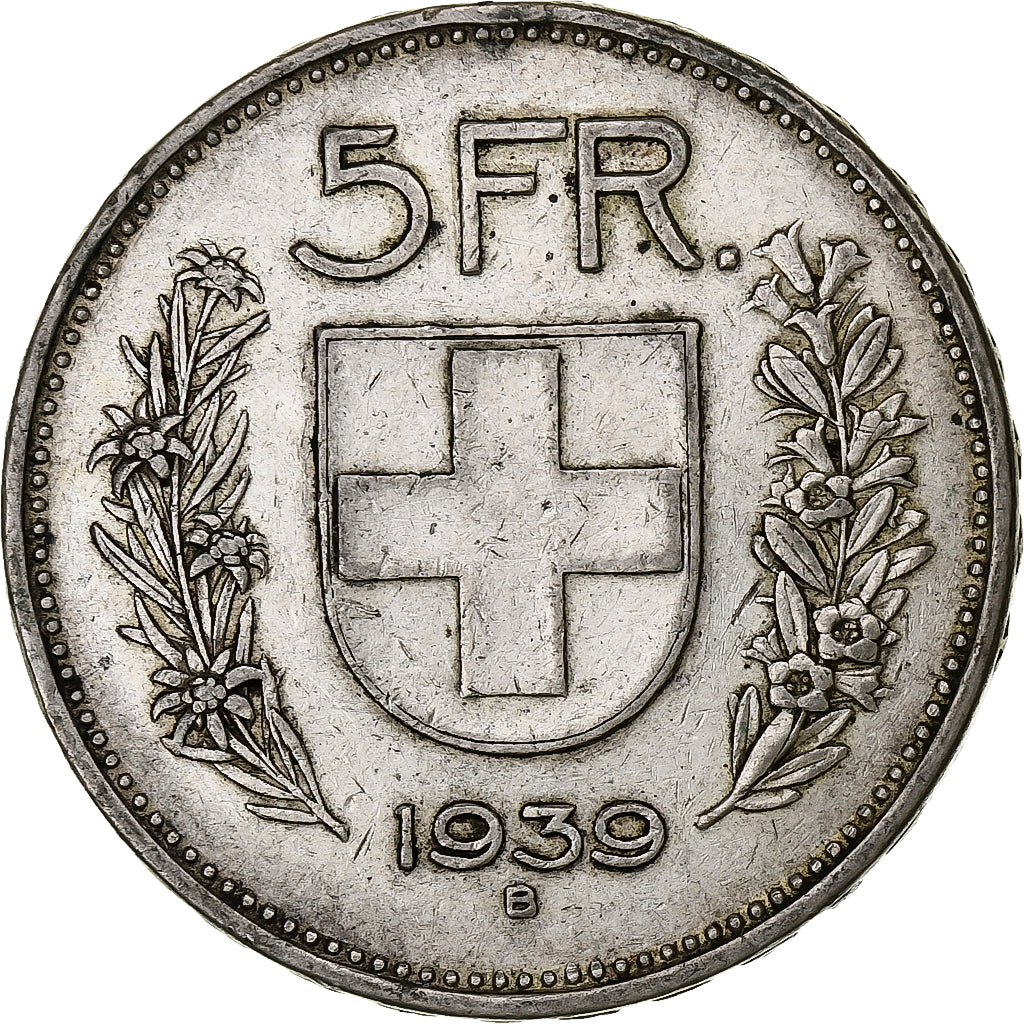 Schweiz, 5 Francs, Herdsman, 1939, Bern, Silber, S, KM:40