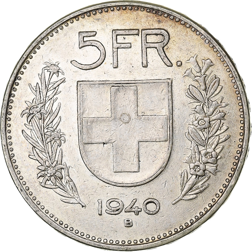 Switzerland, 5 Francs, Herdsman, 1940, Bern, Silver, VF(20-25), KM:40