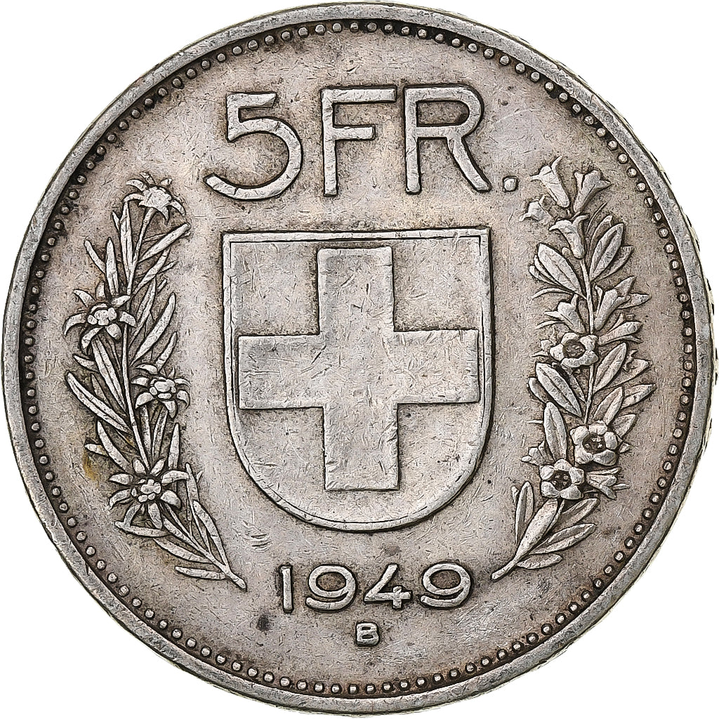 Switzerland, 5 Francs, Herdsman, 1949, Bern, Silver, VF(30-35), KM:40