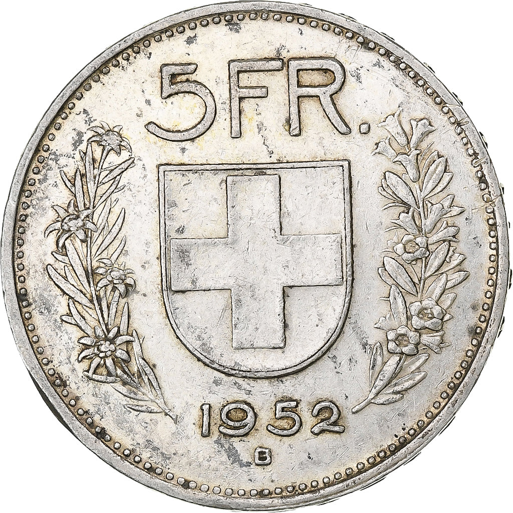 Switzerland, 5 Francs, Herdsman, 1952, Bern, Silver, VF(30-35), KM:40