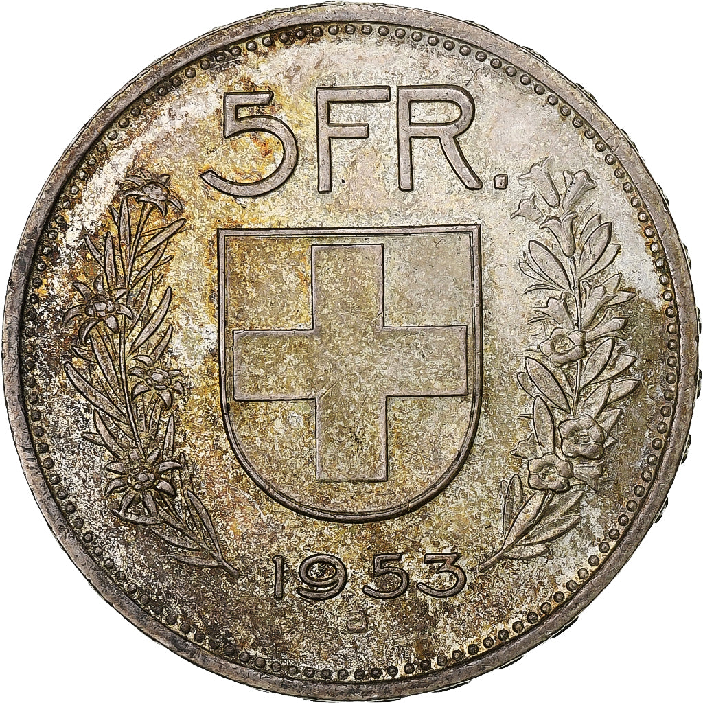 Switzerland, 5 Francs, Herdsman, 1953, Bern, Silver, EF(40-45), KM:40