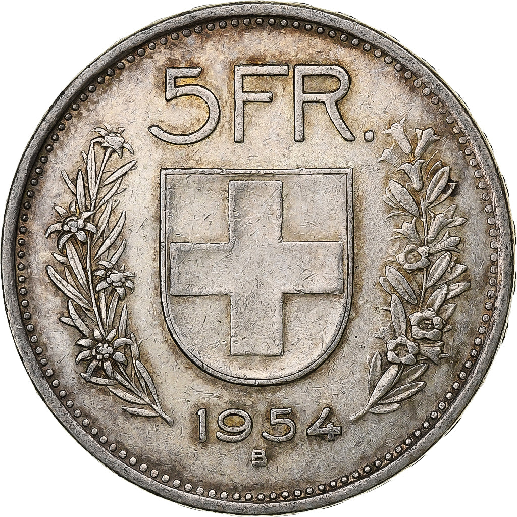 Switzerland, 5 Francs, Herdsman, 1954, Bern, Silver, VF(30-35), KM:40