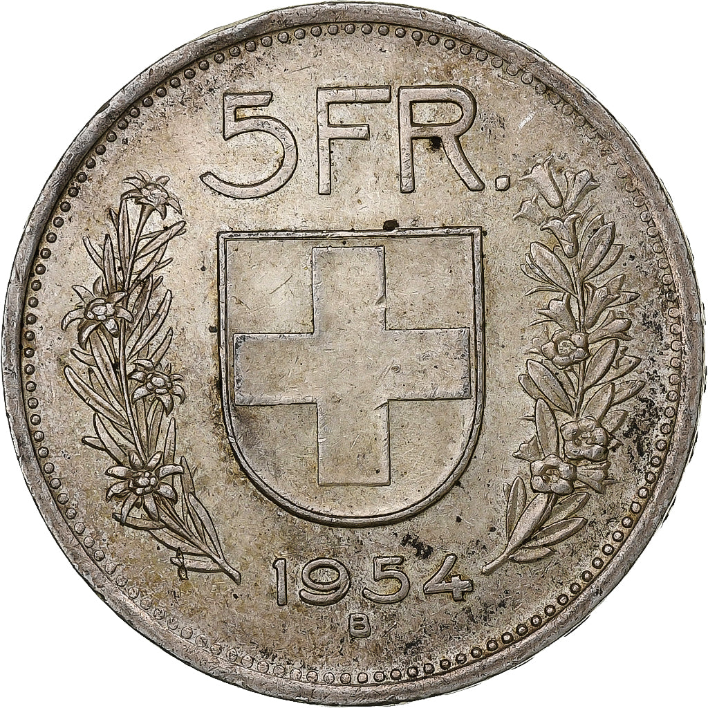 Switzerland, 5 Francs, Herdsman, 1954, Bern, Silver, EF(40-45), KM:40
