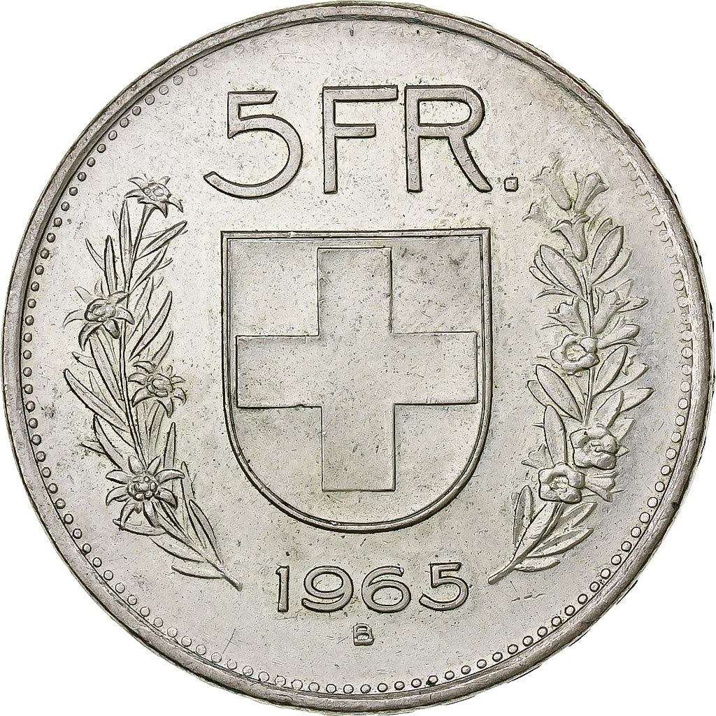 Suiza, 5 Francs, Herdsman, 1965, Bern, Plata, EBC, KM:40