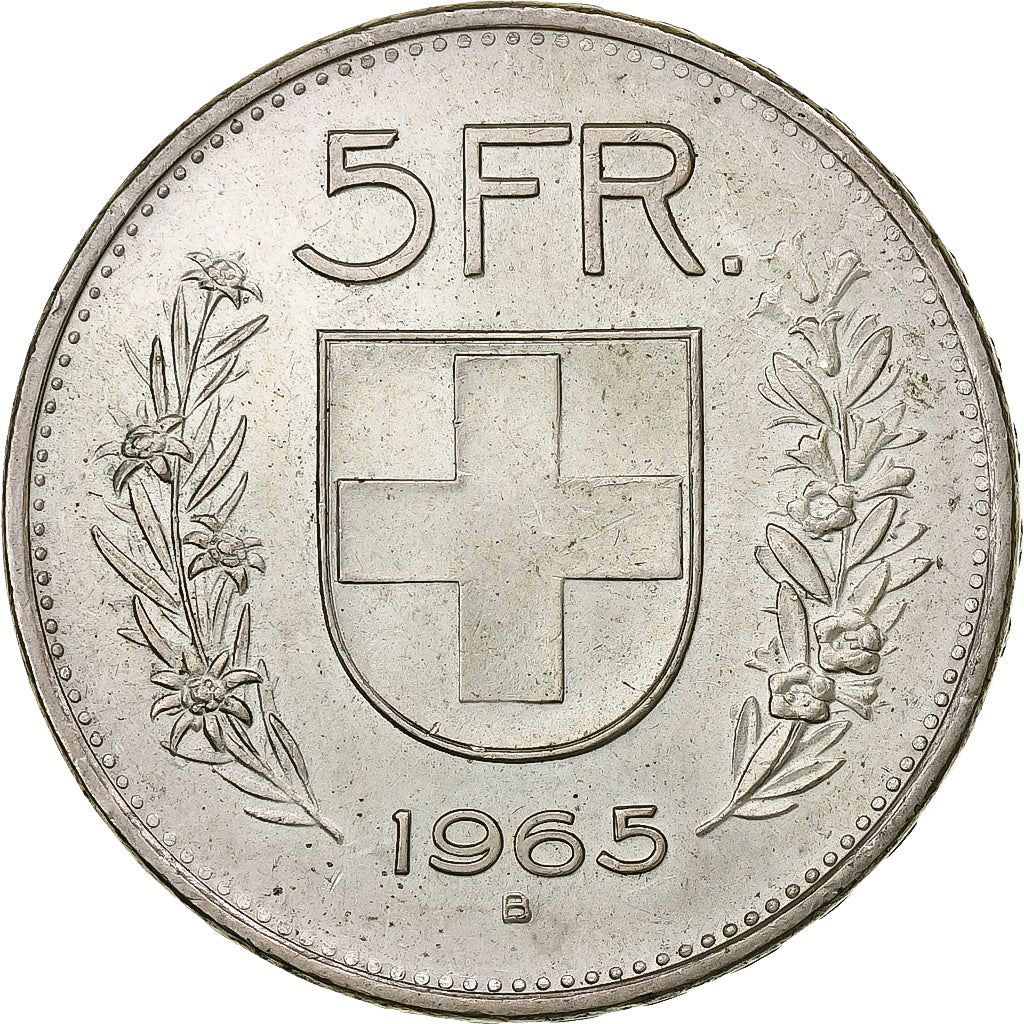 Switzerland, 5 Francs, Herdsman, 1965, Bern, Silver, AU(55-58), KM:40