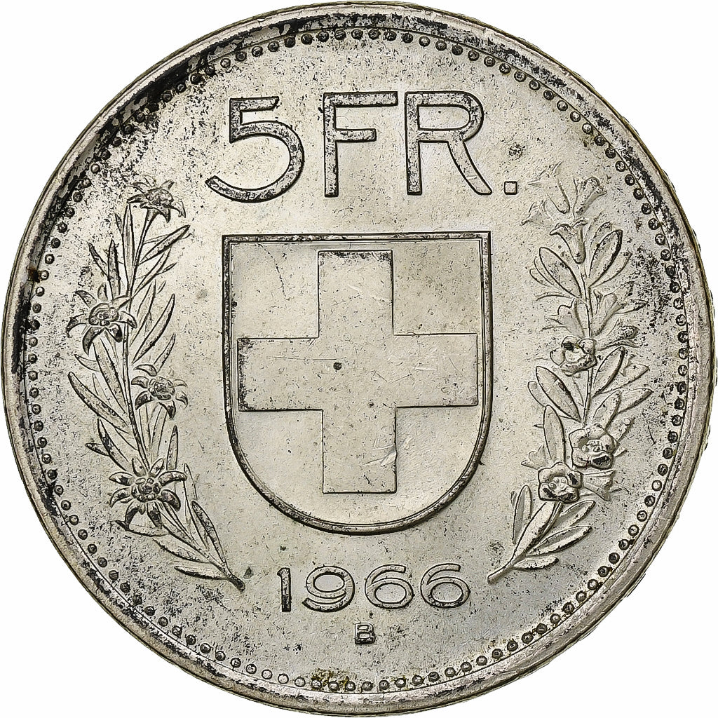 Switzerland, 5 Francs, Herdsman, 1966, Bern, Silver, AU(55-58), KM:40