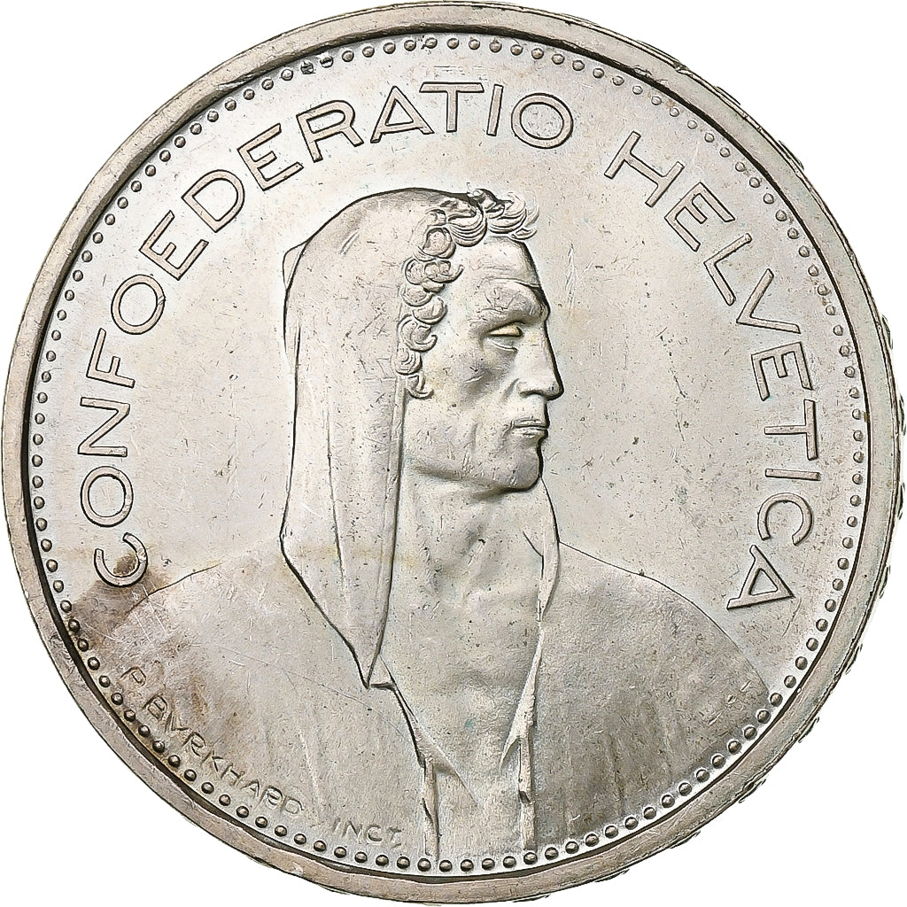 Suiza, 5 Francs, Herdsman, 1967, Bern, Plata, MBC+, KM:40