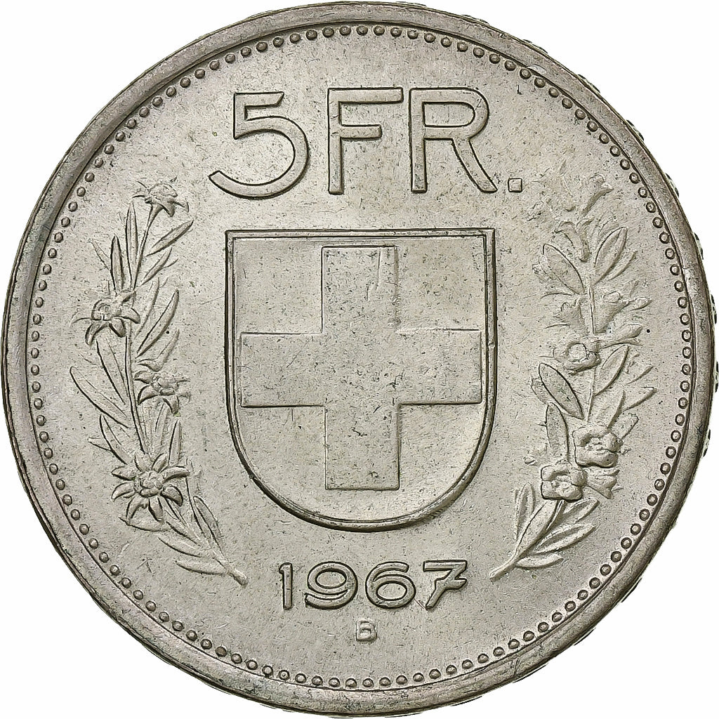 Switzerland, 5 Francs, Herdsman, 1967, Bern, Silver, AU(55-58), KM:40