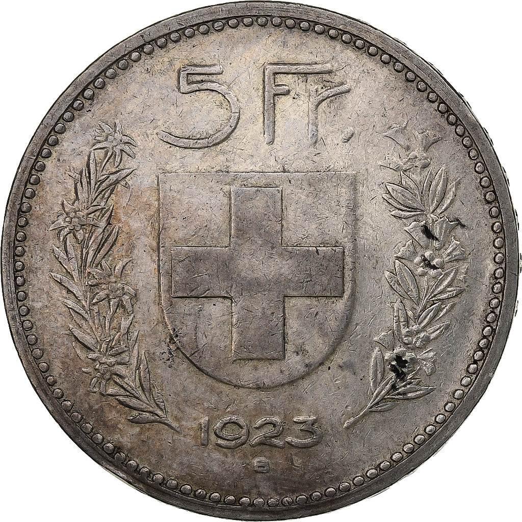Svizzera, 5 Francs, Herdsman, 1923, Bern, Argento, BB, KM:37