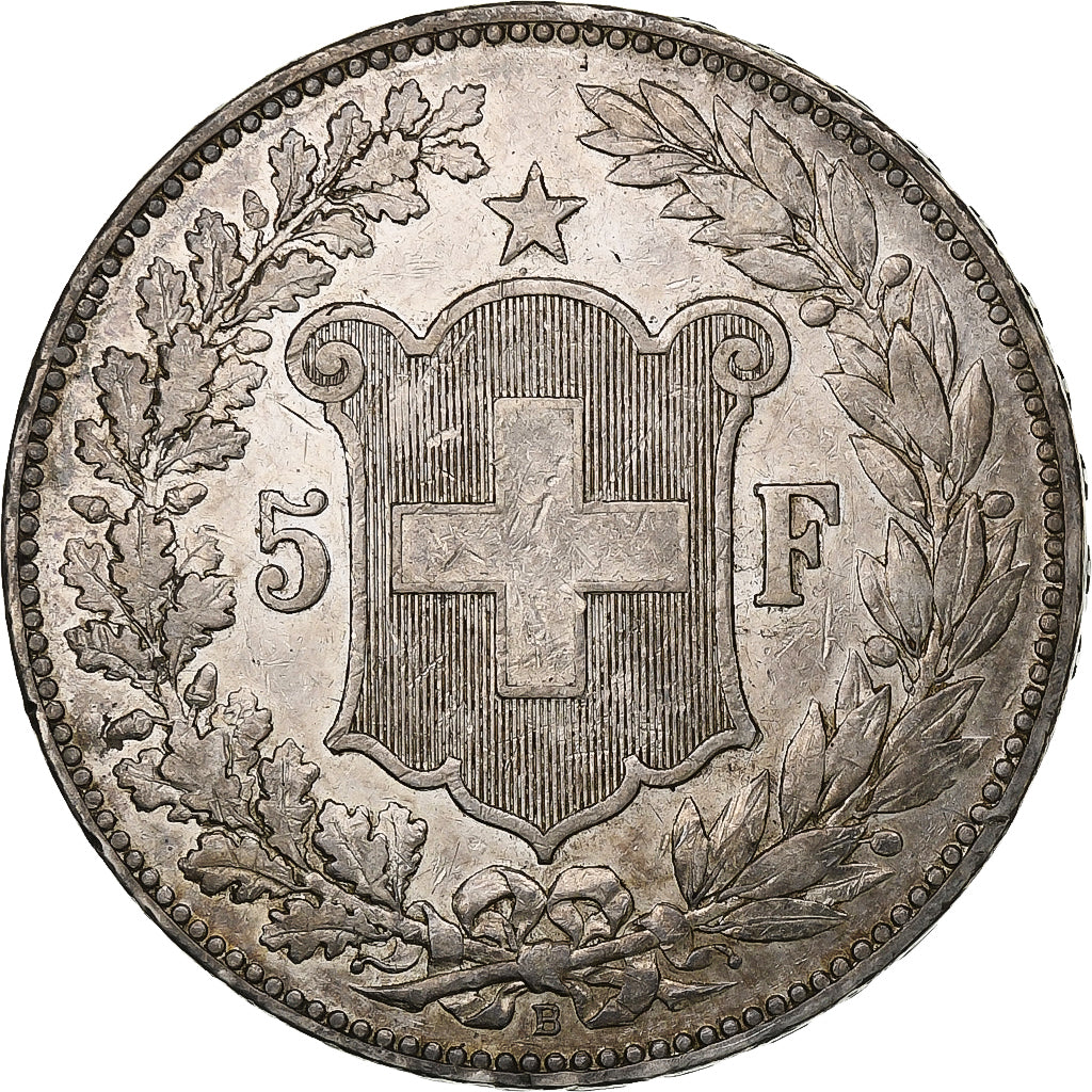 Switzerland, 5 Francs, Helvetia, 1890, Bern, Silver, EF(40-45), KM:34