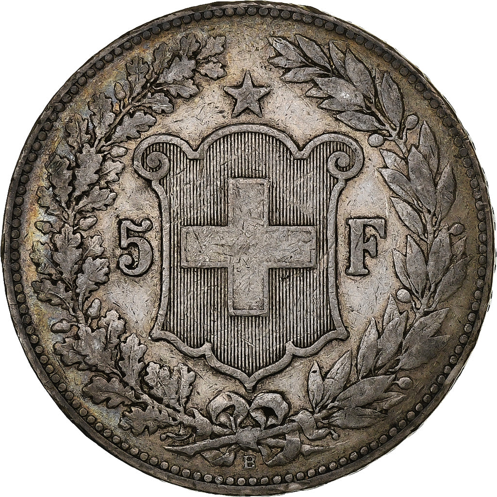 Switzerland, 5 Francs, Helvetia, 1891, Bern, Silver, VF(30-35), KM:34