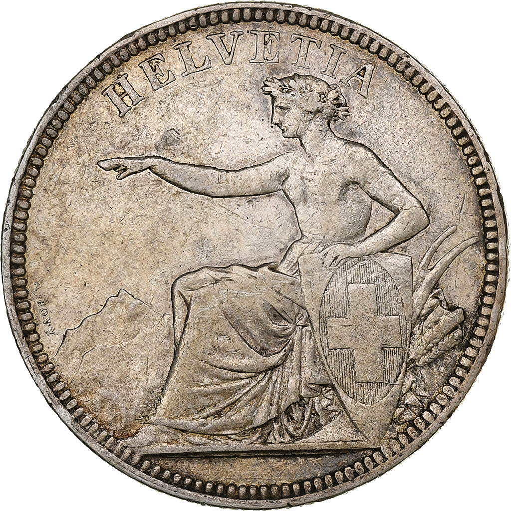 Switzerland, 5 Francs, Helvetia, 1874, Bern, Silver, EF(40-45), KM:11