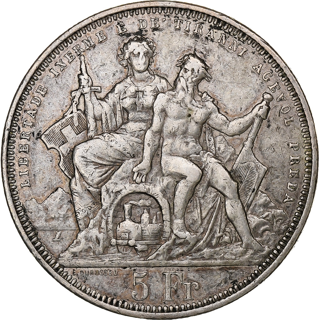 Switzerland, 5 Francs, Helvetia, 1874, Bern, Silver, VF(30-35), KM:11
