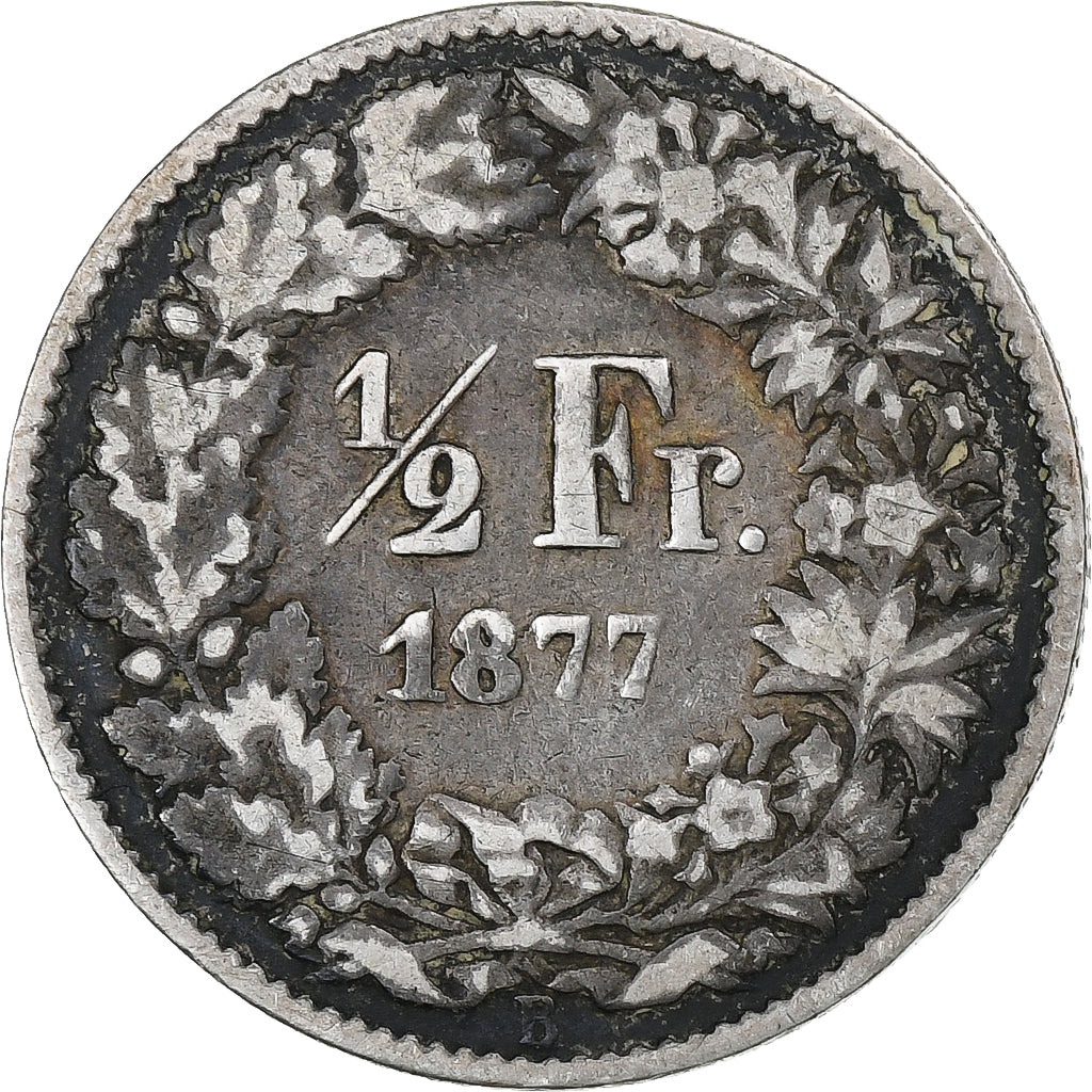 Suisse, 1/2 Franc, 1877, Bern, Argent, TB, KM:23