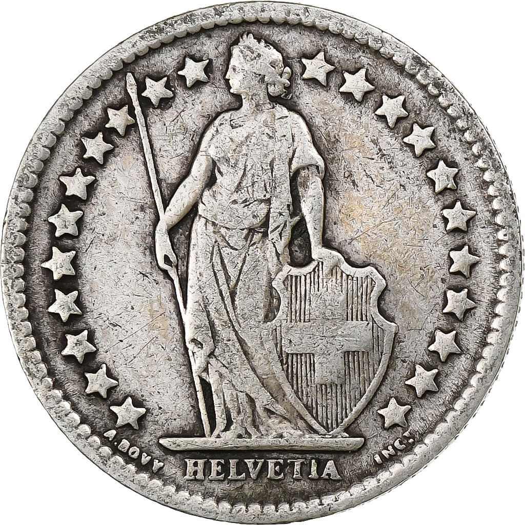 Suiza, 1/2 Franc, 1898, Bern, Plata, BC+, KM:23